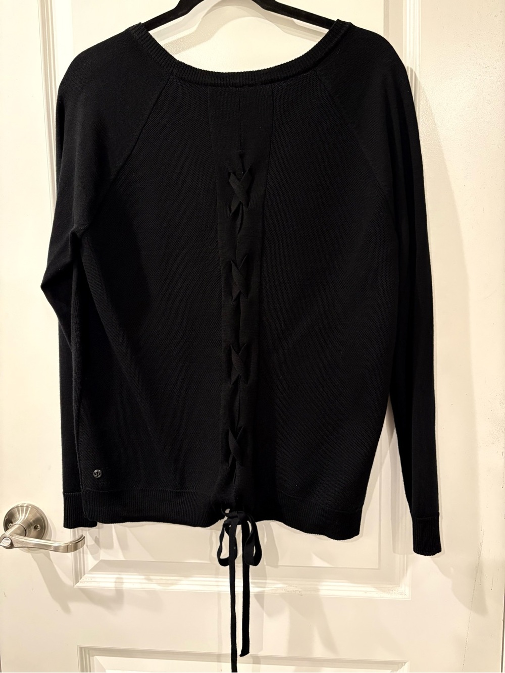 lululemon athletica Black Scoop-Neck Lace-Up Back Sweater